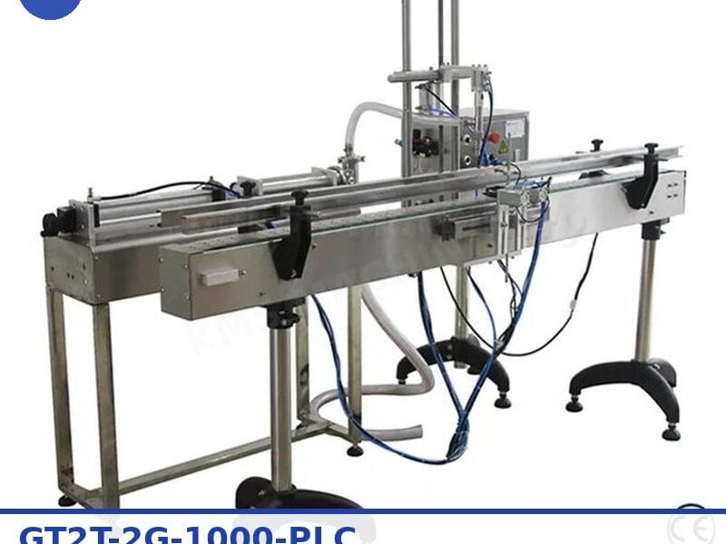 เครื่องบรรจุของเหลวอัตโนมัติ 2 หัวจ่าย 100-1000ml พร้อม PLC รุ่น GT2T-2G-1000-PLC