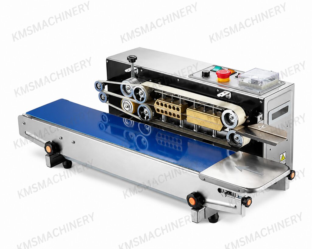 เครื่องซีลปากถุงสายพานต่อเนื่อง รุ่น SF-150W ความเร็ว 0-25 ม./นาที
