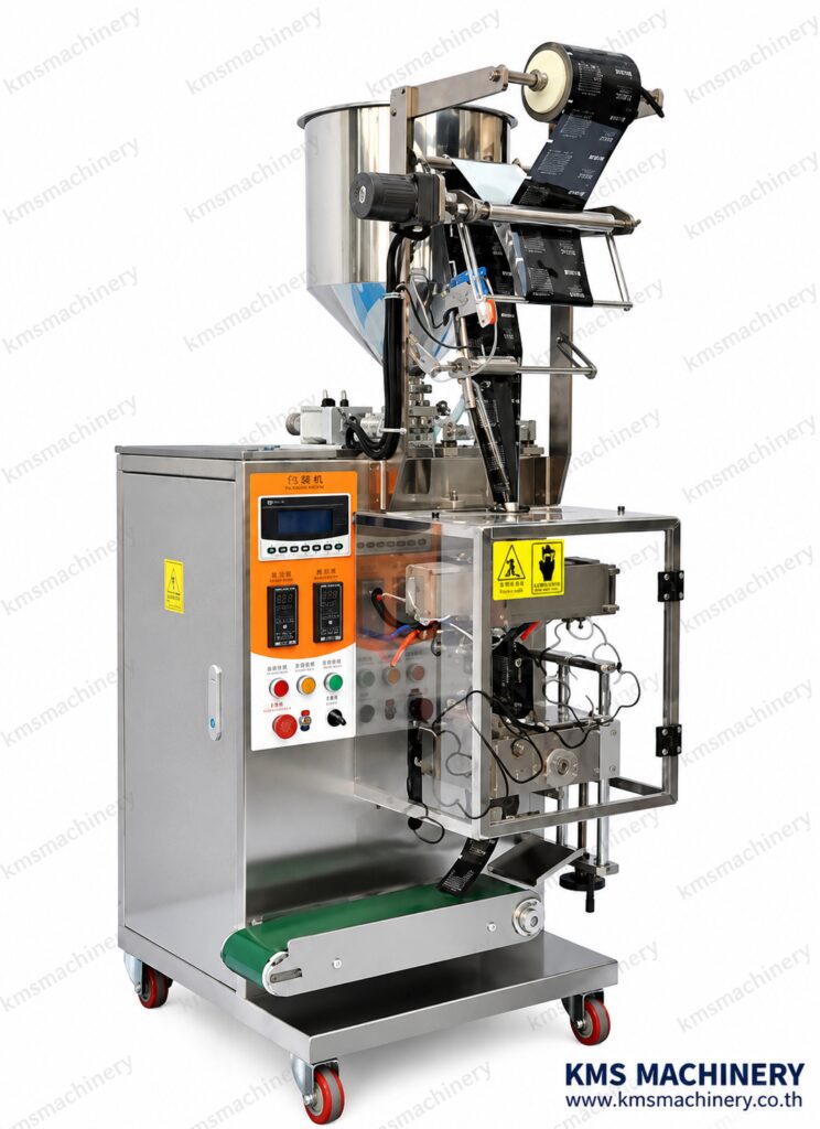 เครื่องบรรจุของเหลวแนวตั้ง พร้อมชุดทำความร้อนและมอเตอร์กวน รุ่น JD-QY50