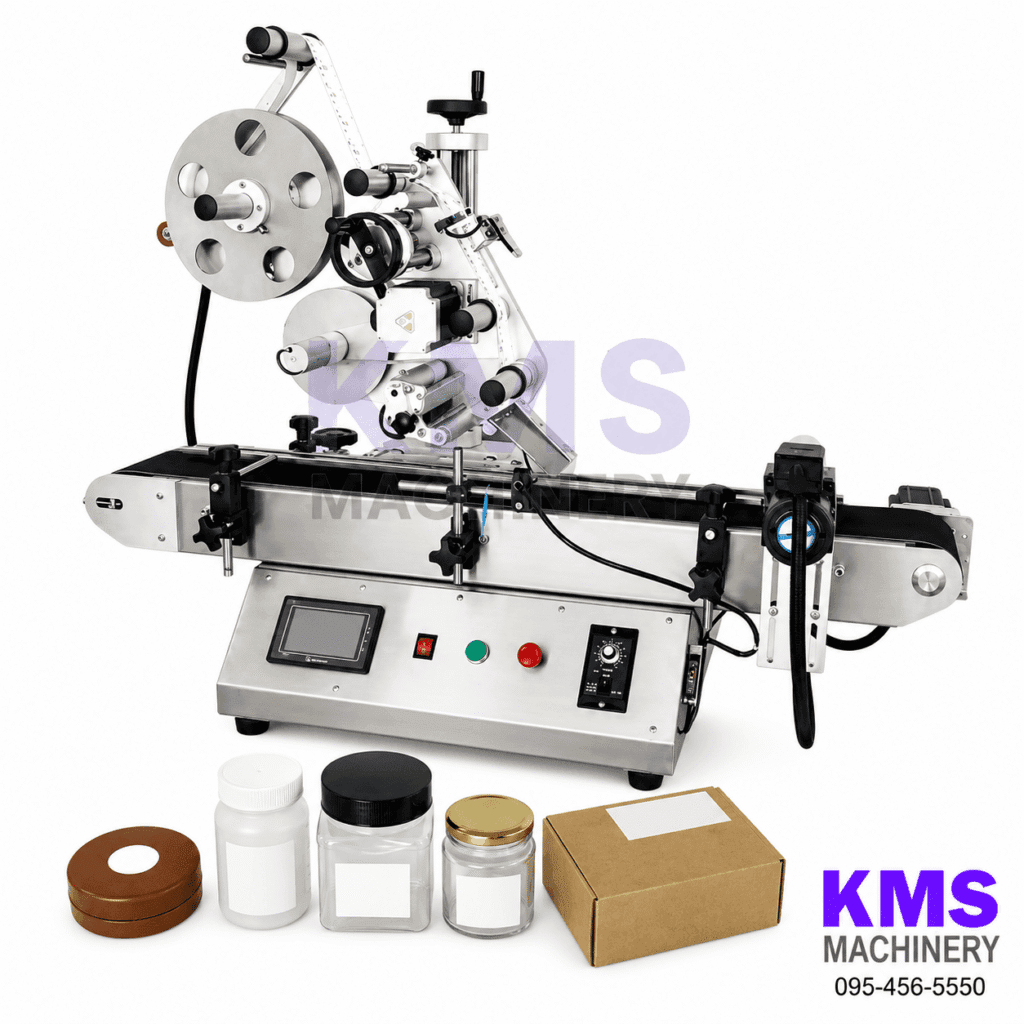 เครื่องติดสติ๊กเกอร์ขวดแบนอัตโนมัติ รุ่น MT-120