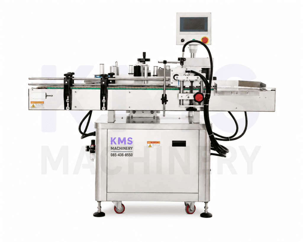 เครื่องติดสติ๊กเกอร์ขวดกลมอัตโนมัติ รุ่น MT-200B
