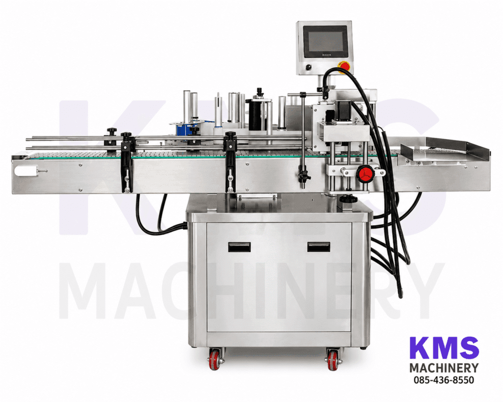 เครื่องติดสติ๊กเกอร์ขวดกลมอัตโนมัติ รุ่น MT-200C